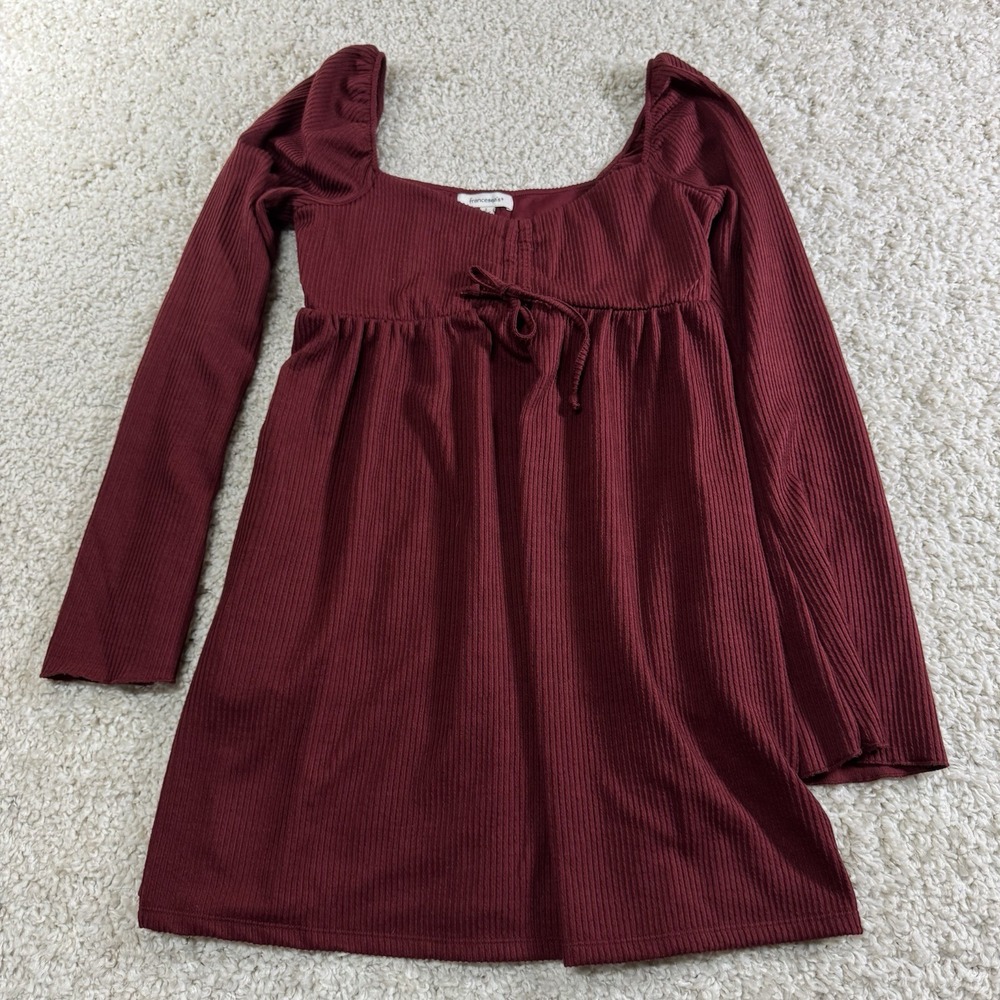 Francesca's Mini Dress Large Susie Cinch Front Babydoll Dark Academic Whimsigoth